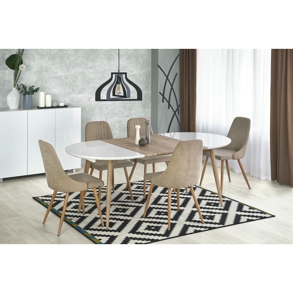 Stół EDWARD rozkładany biały / dąb san remo - Halmar