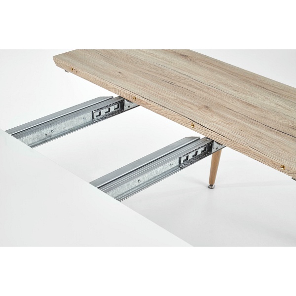 Stół EDWARD rozkładany biały / dąb san remo - Halmar