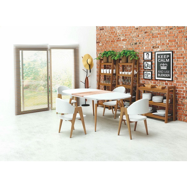 Stół CALIBER rozkładany biały / dąb san remo - Halmar