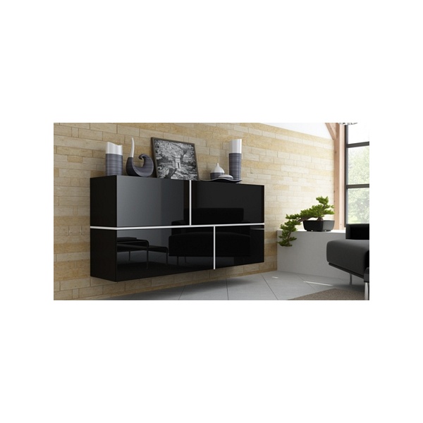 Komoda GOYA CZARNY/CZARNY POŁ/BIAŁY - Halmar