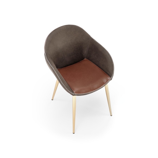 Krzesło K304 ciemny popiel / brązowy / złoty chrom - Halmar