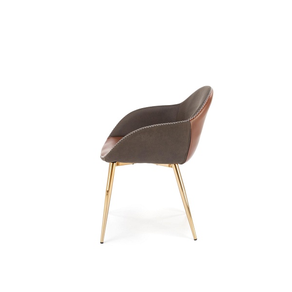 Krzesło K304 ciemny popiel / brązowy / złoty chrom - Halmar