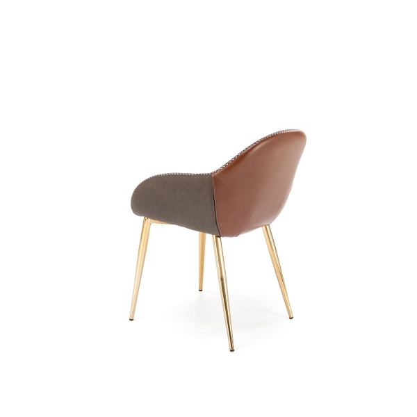 Krzesło K304 ciemny popiel / brązowy / złoty chrom - Halmar