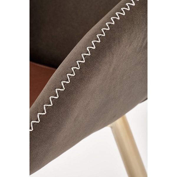 Krzesło K304 ciemny popiel / brązowy / złoty chrom - Halmar