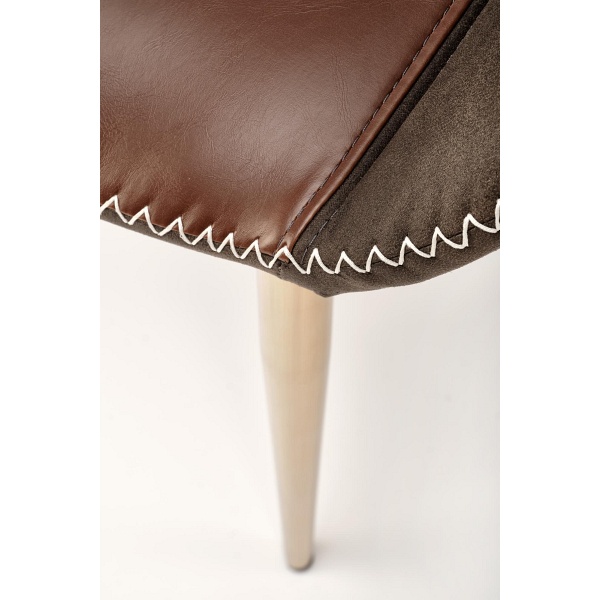 Krzesło K304 ciemny popiel / brązowy / złoty chrom - Halmar