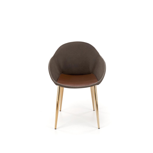 Krzesło K304 ciemny popiel / brązowy / złoty chrom - Halmar