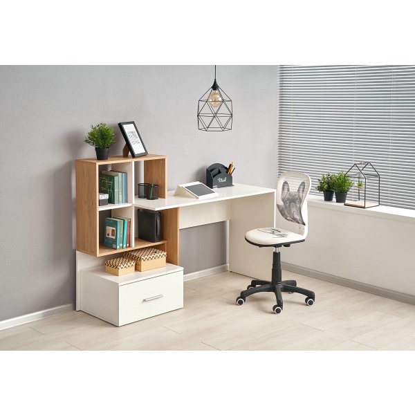 Biurko GROSSO dąb złoty / biały - Halmar