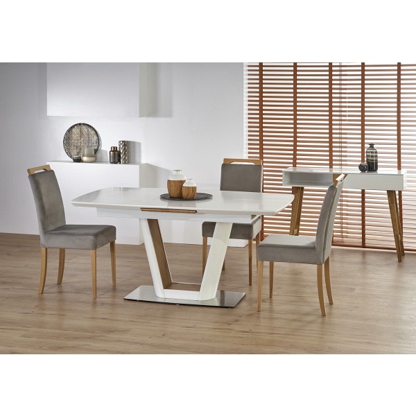 Stół VALETTI rozkładany biały / dąb złoty - Halmar