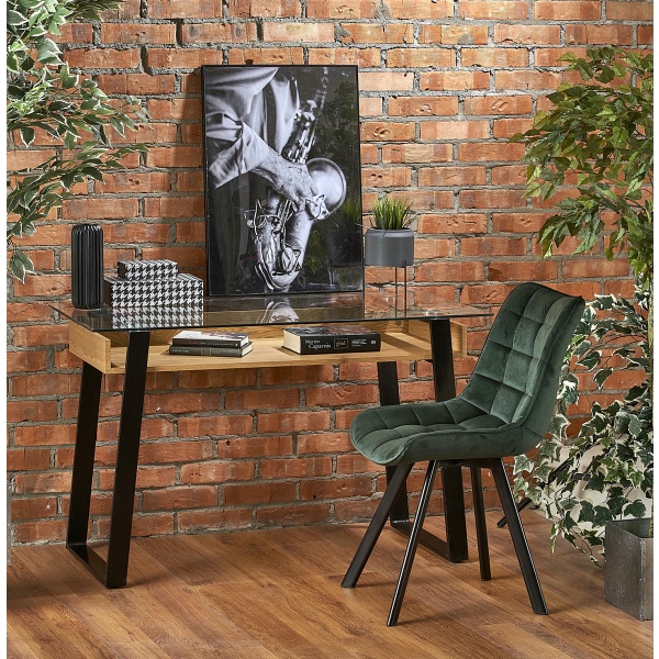 Biurko B36 dąb złoty / czarny - Halmar