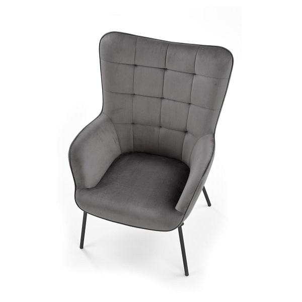 Fotel CASTEL wypoczynkowy czarny / jasny popiel - Halmar