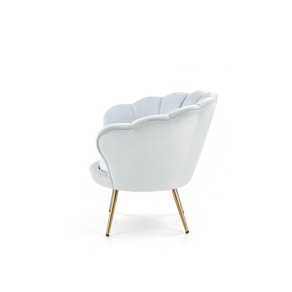 Fotel AMORINO wypoczynkowy jasny niebieski, nogi - złote - Halmar