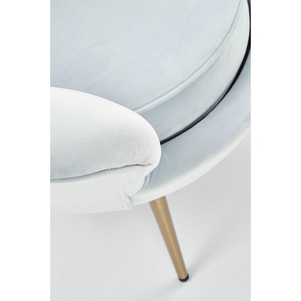 Fotel AMORINO wypoczynkowy jasny niebieski, nogi - złote - Halmar