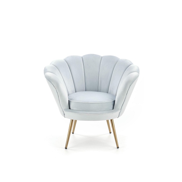 Fotel AMORINO wypoczynkowy jasny niebieski, nogi - złote - Halmar