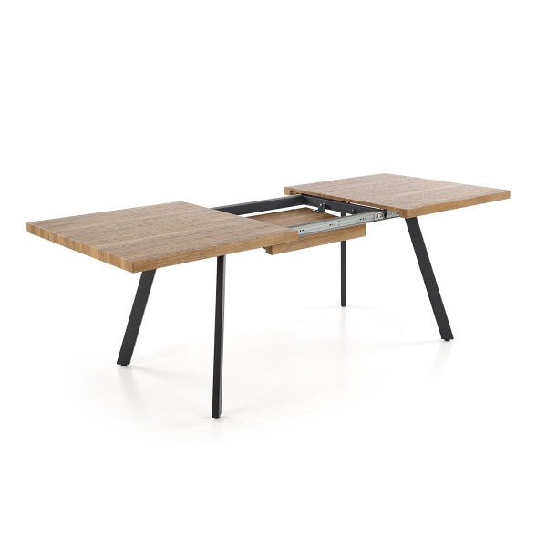 Stół BERLIN rozkładany 140-180 cm, blat - orzechowy, stelaż - czarny - Halmar