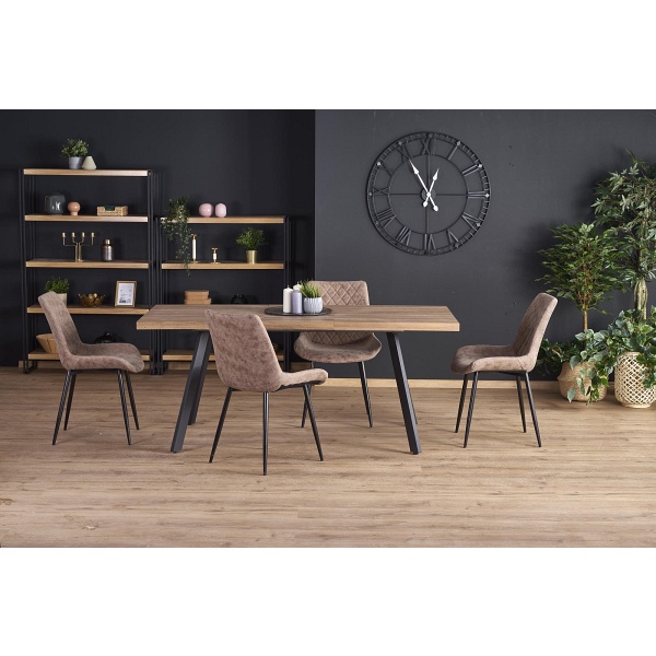 Stół BERLIN rozkładany 140-180 cm, blat - orzechowy, stelaż - czarny - Halmar