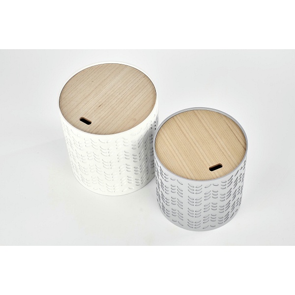 ALBA zestaw dwóch ław z pojemnikiem biały / popiel - Halmar