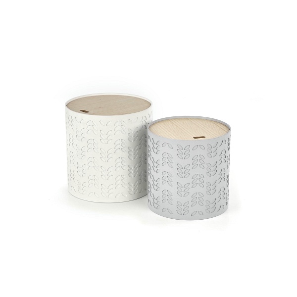 ALBA zestaw dwóch ław z pojemnikiem biały / popiel - Halmar