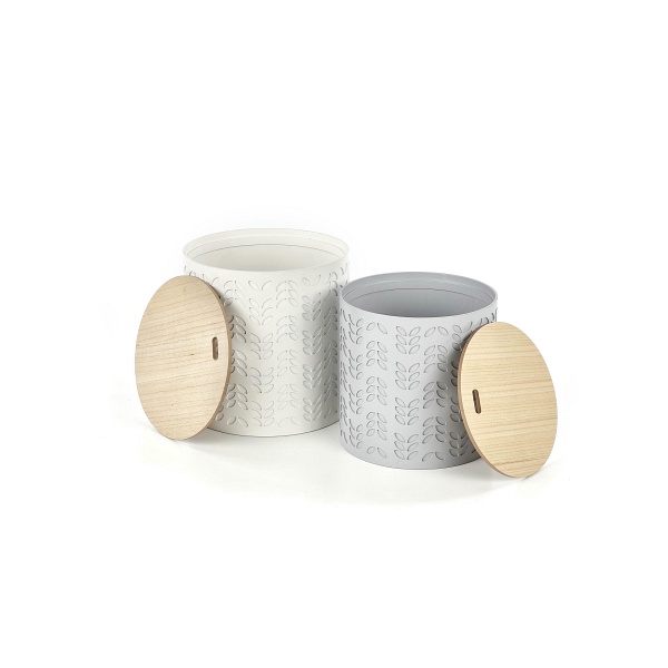 ALBA zestaw dwóch ław z pojemnikiem biały / popiel - Halmar