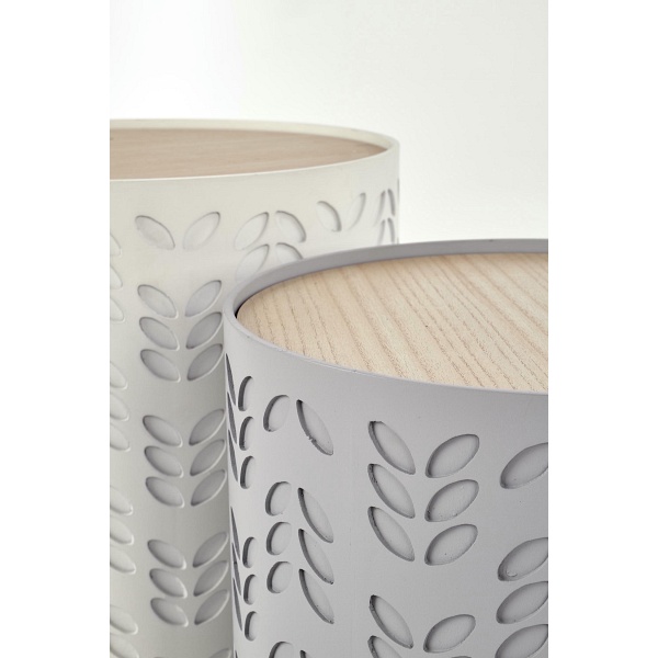 ALBA zestaw dwóch ław z pojemnikiem biały / popiel - Halmar