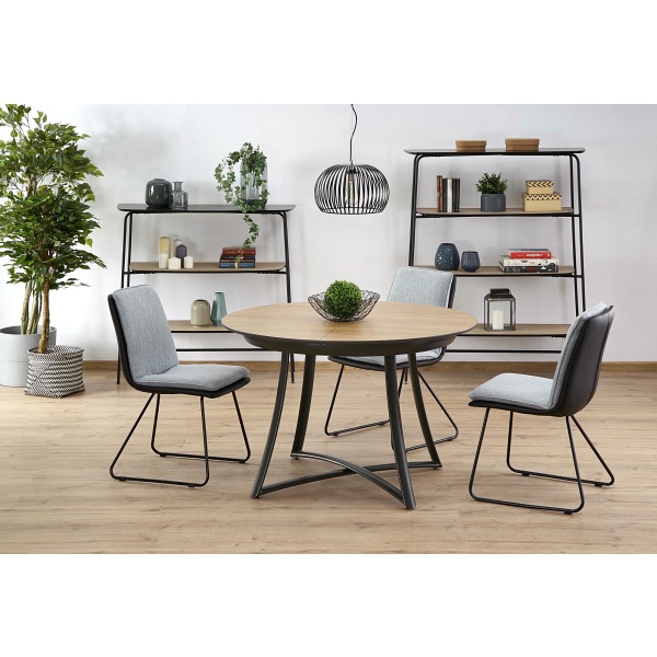 Stół MORETTI rozkładany blat - dąb złoty / popielaty, nogi - antracyt - Halmar