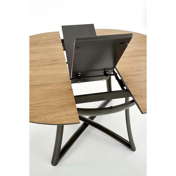 Stół MORETTI rozkładany blat - dąb złoty / popielaty, nogi - antracyt - Halmar