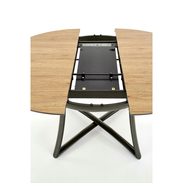 Stół MORETTI rozkładany blat - dąb złoty / popielaty, nogi - antracyt - Halmar