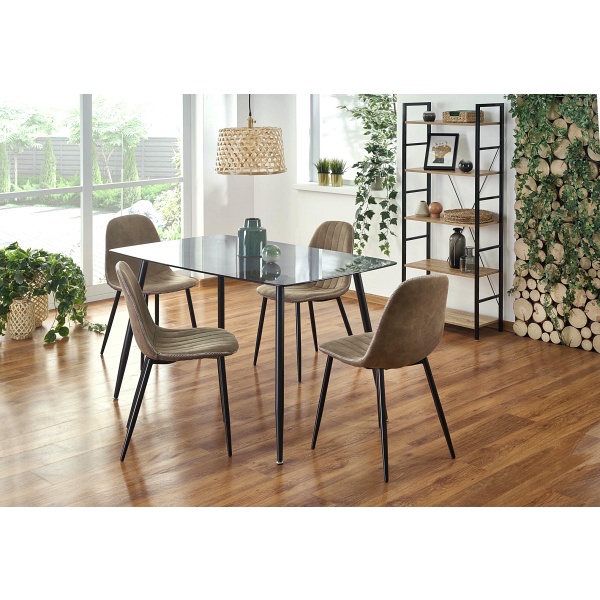 Stół NEXT blat - dymiony, nogi - czarne - Halmar