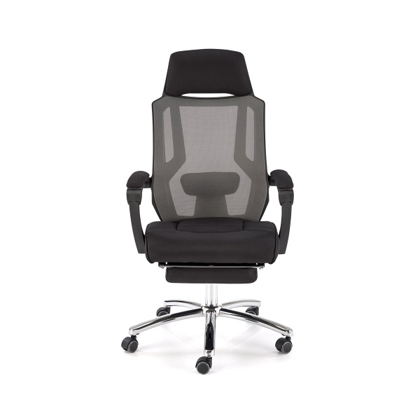 Fotel FREEMAN pracowniczy z podnożkiem czarny / popielaty - Halmar