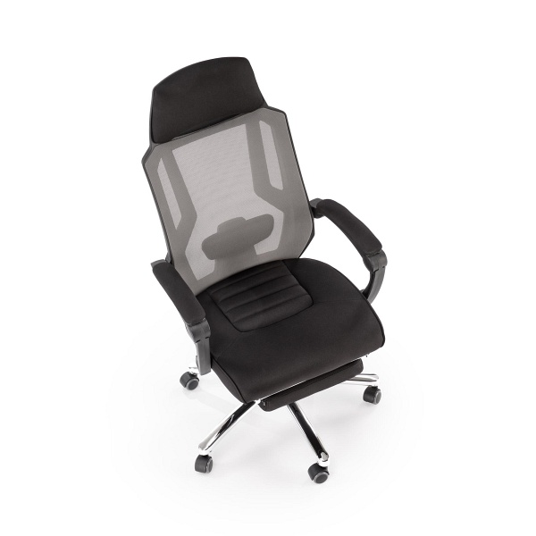 Fotel FREEMAN pracowniczy z podnożkiem czarny / popielaty - Halmar