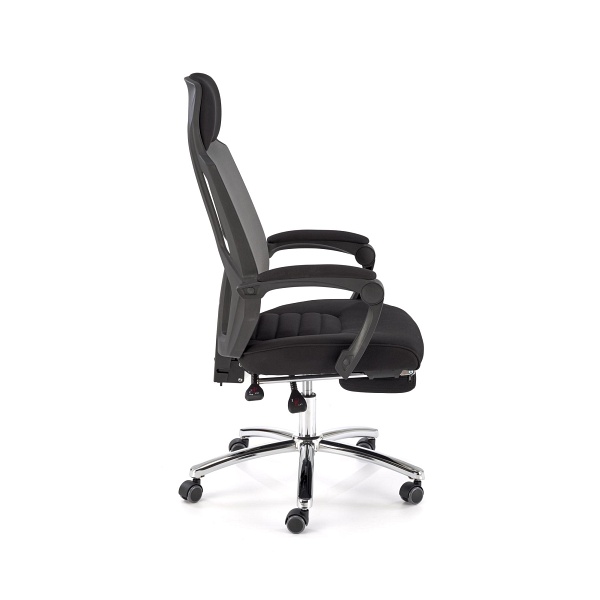 Fotel FREEMAN pracowniczy z podnożkiem czarny / popielaty - Halmar