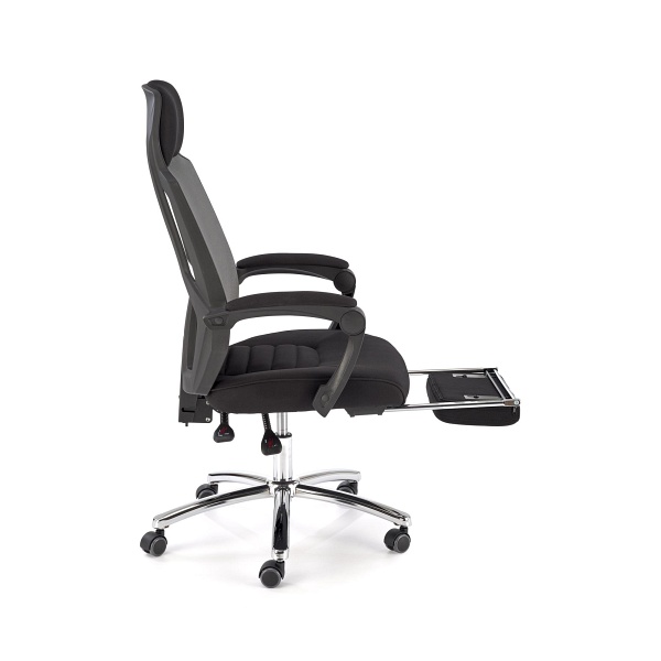 Fotel FREEMAN pracowniczy z podnożkiem czarny / popielaty - Halmar