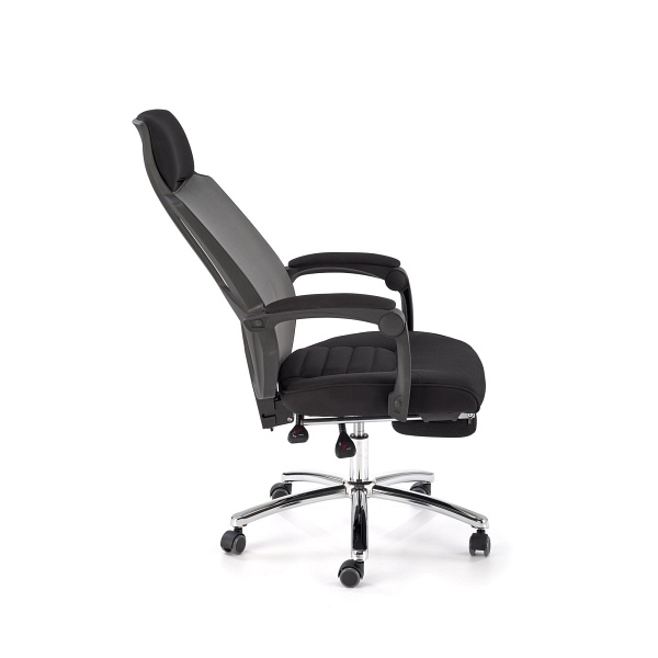 Fotel FREEMAN pracowniczy z podnożkiem czarny / popielaty - Halmar