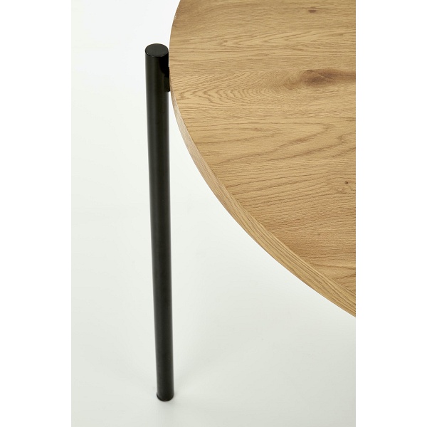 Stół MORGAN okragły dąb złoty / czarny - Halmar