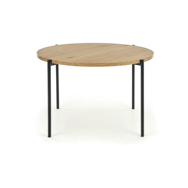 Stół MORGAN okragły dąb złoty / czarny - Halmar