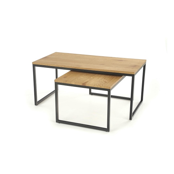 SABROSA zestaw 2 ław stelaż - czarny, blat - dąb złoty - Halmar