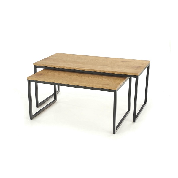 SABROSA zestaw 2 ław stelaż - czarny, blat - dąb złoty - Halmar