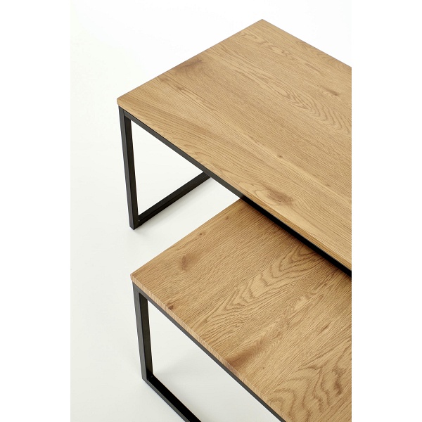 SABROSA zestaw 2 ław stelaż - czarny, blat - dąb złoty - Halmar