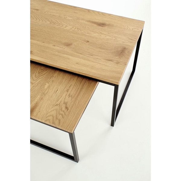 SABROSA zestaw 2 ław stelaż - czarny, blat - dąb złoty - Halmar