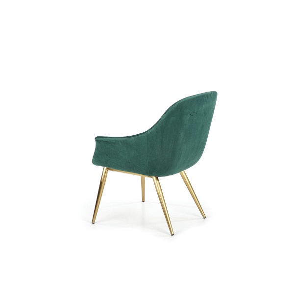 Fotel ELEGANCE 2 wypoczynkowy tapicerka - ciemny zielony, nogi - złote - Halmar