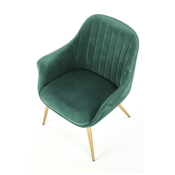 Fotel ELEGANCE 2 wypoczynkowy tapicerka - ciemny zielony, nogi - złote - Halmar