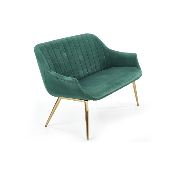 Sofa ELEGANCE 2 XL tapicerka - ciemny zielony, nogi - złote - Halmar