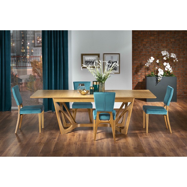 Stół WENANTY rozkładany blat - dąb miodowy, nogi - dąb miodowy - Halmar