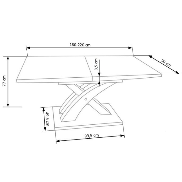Stół SANDOR 3 rozkładany, blat - dąb złoty, nogi - dąb złoty / czarny - Halmar
