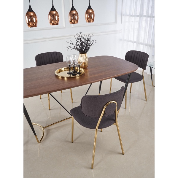 Stół MANCHESTER , blat - orzech, nogi - czarny / złoty - Halmar