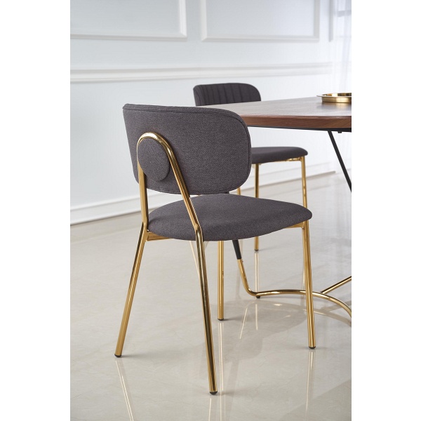 Stół MANCHESTER , blat - orzech, nogi - czarny / złoty - Halmar