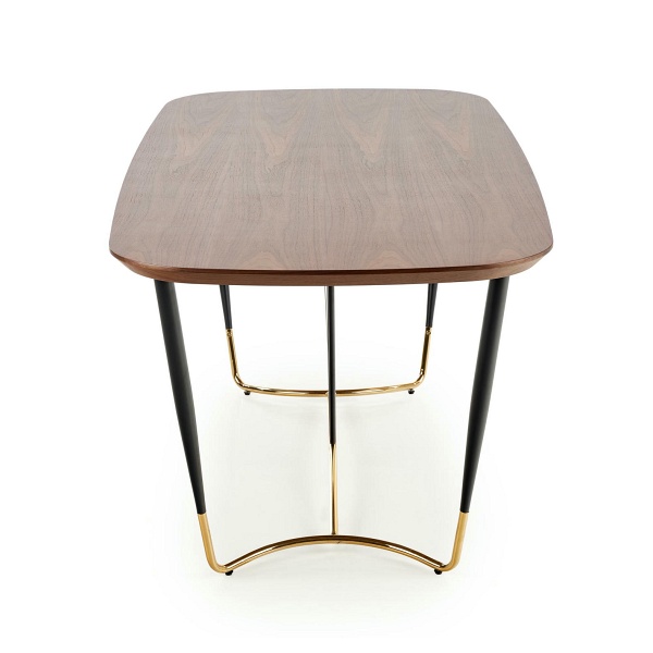 Stół MANCHESTER , blat - orzech, nogi - czarny / złoty - Halmar