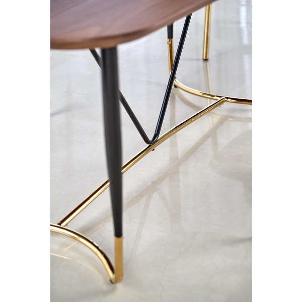 Stół MANCHESTER , blat - orzech, nogi - czarny / złoty - Halmar