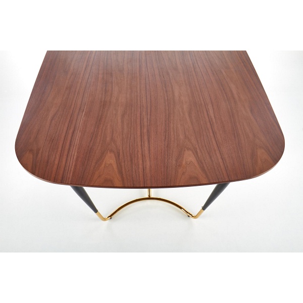 Stół MANCHESTER , blat - orzech, nogi - czarny / złoty - Halmar