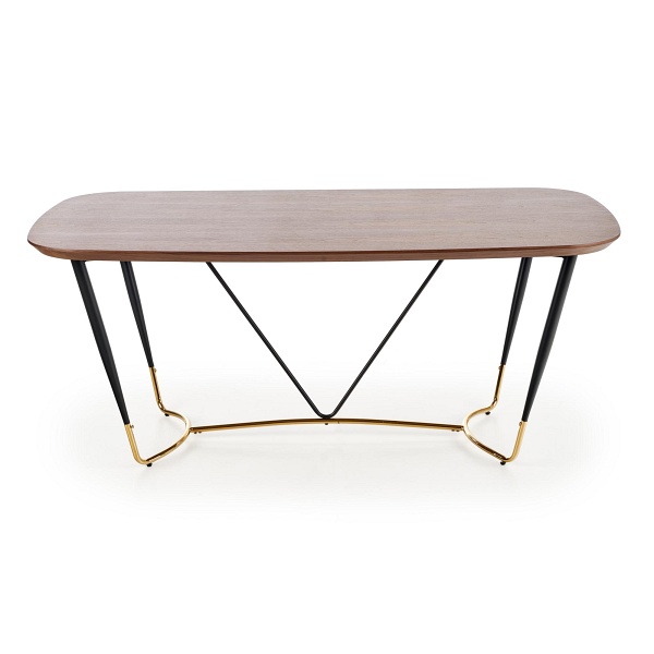 Stół MANCHESTER , blat - orzech, nogi - czarny / złoty - Halmar