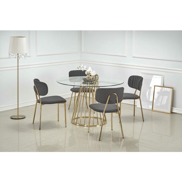 Stół LIVERPOOL , blat - transparentny, nogi - złoty - Halmar